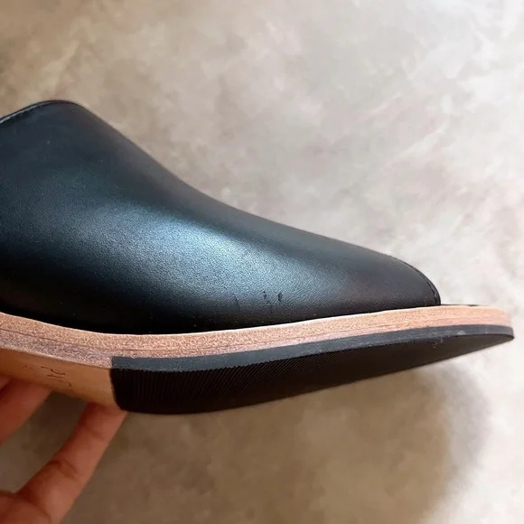 Portland Leather Company Patina Black Leather Open Toe Mules Size 8.5 - Picture 11 of 11